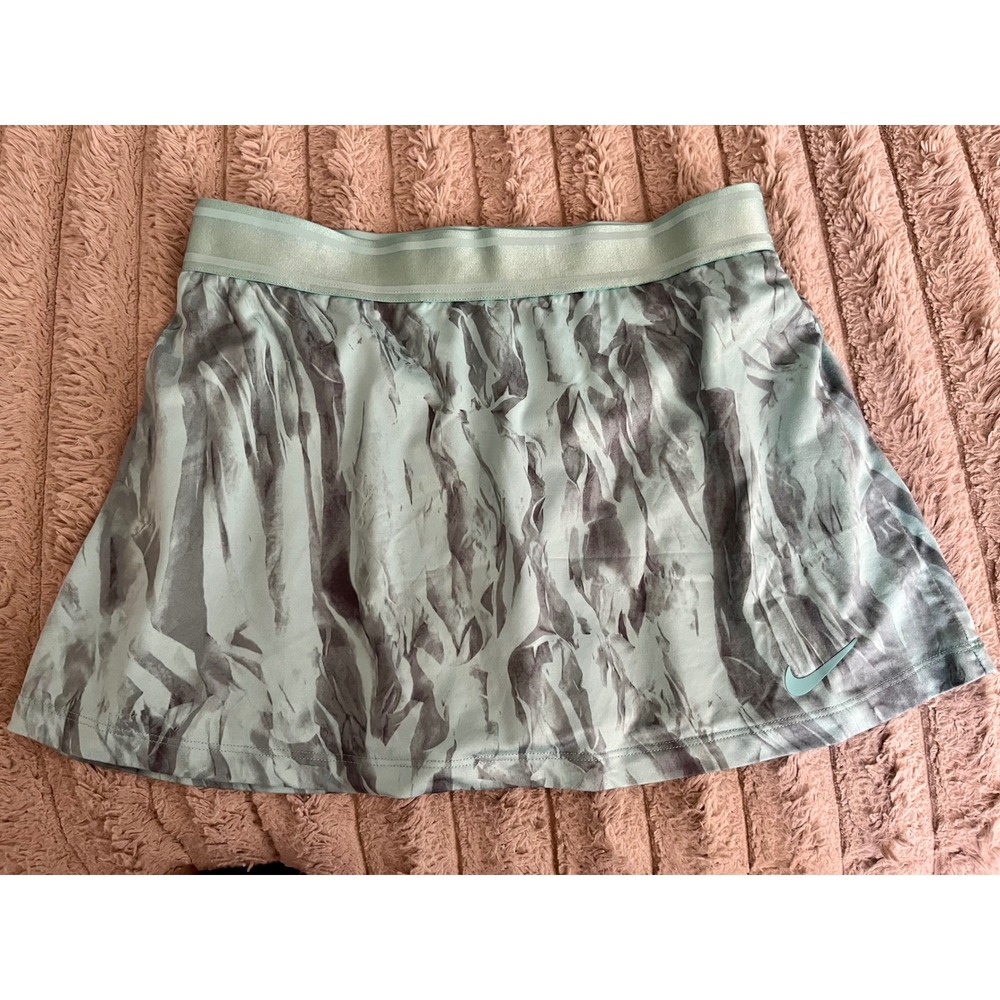 Nike Court Dri-FIT Tennis Skort Blue Grey Abstract Print Athletic Skirt Small